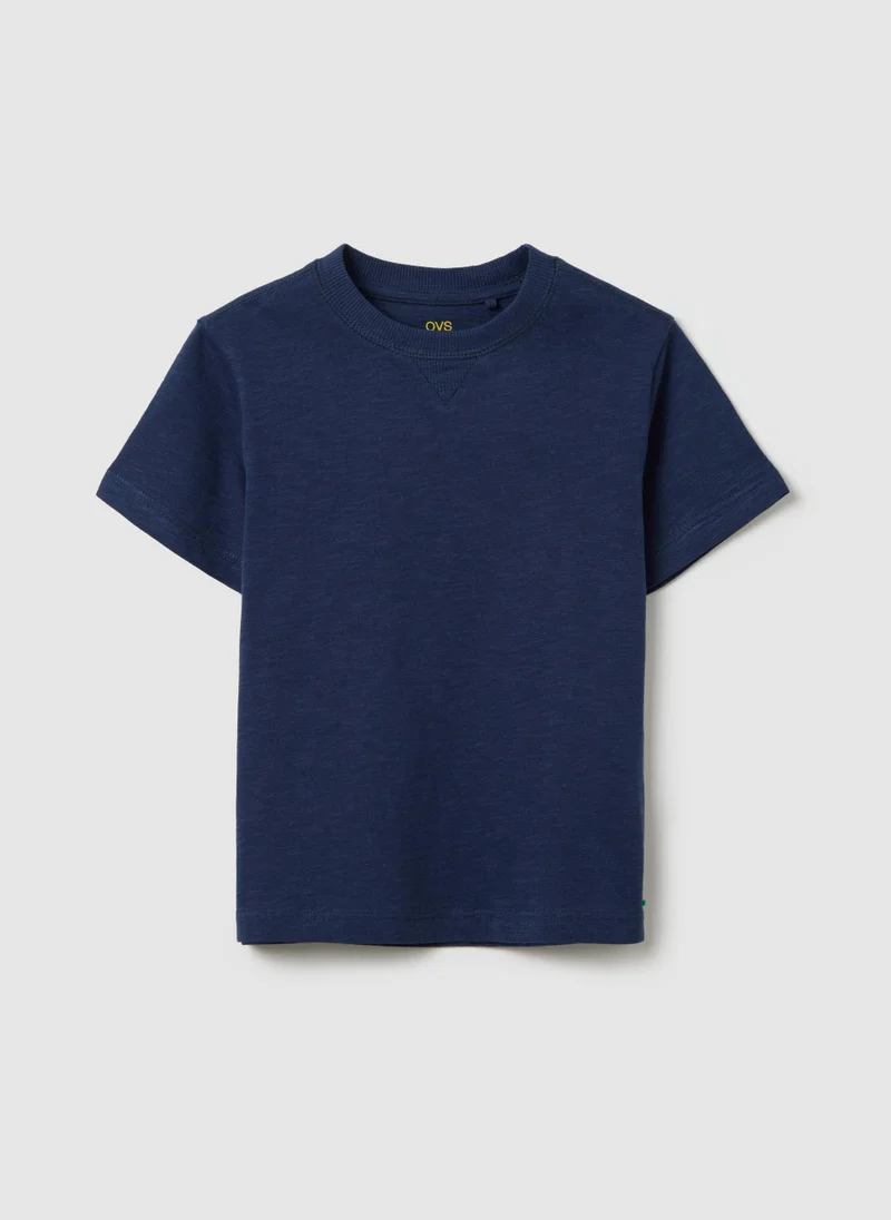 Ovs Blue Short-Sleeved Cotton T-Shirt For Boys