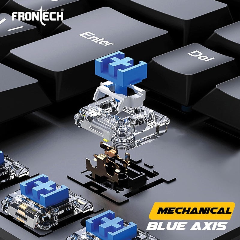 FRONTECH KB-0014 Black Wired Gaming Keyboard | Multicolor RGB Backlight | Mechanical Keys with Retractable Stands | USB Plug & Play | Ergonomic Design | Easy to Use | 1 Year Warranty - Image 4