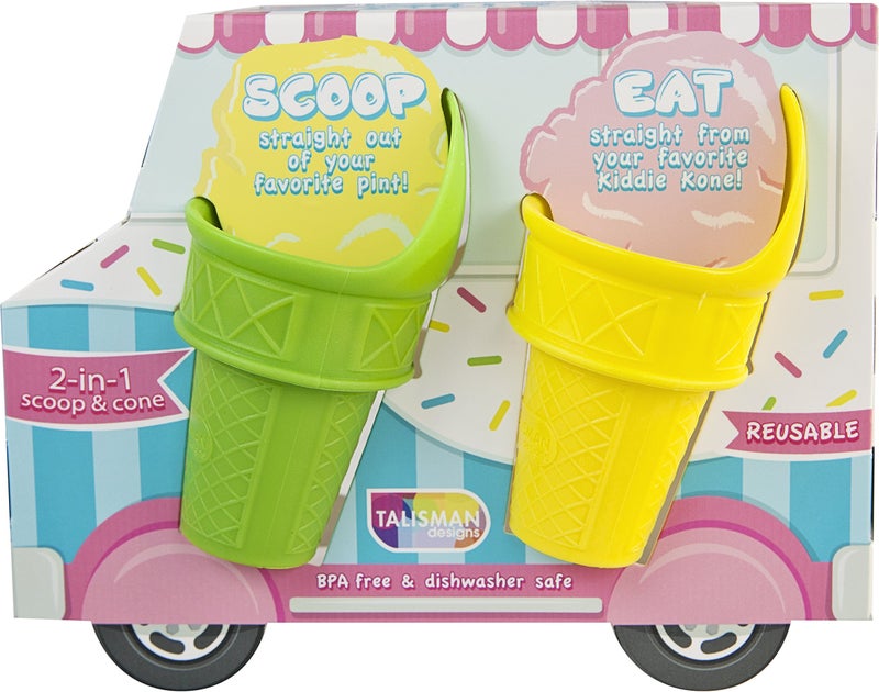 Talisman Designs Kiddie Kones Mini Ice Cream Cones in Pink Blue Green  Yellow  Set of 4  Stand Upright for Cream Frozen Yogurt  Sorbet