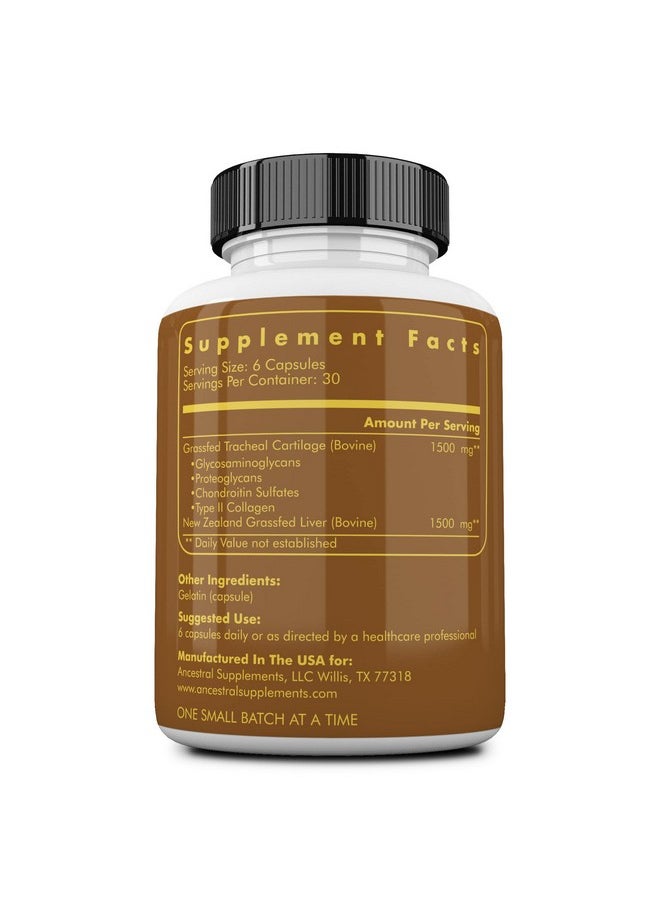 Ancestral Supplements Grass Fed Beef Tracheal Cartilage Supplement With Liver 3000Mg Immune Health And Joint Support Supplement Promotes Healing Nongmo 180 Capsules  - Image 2