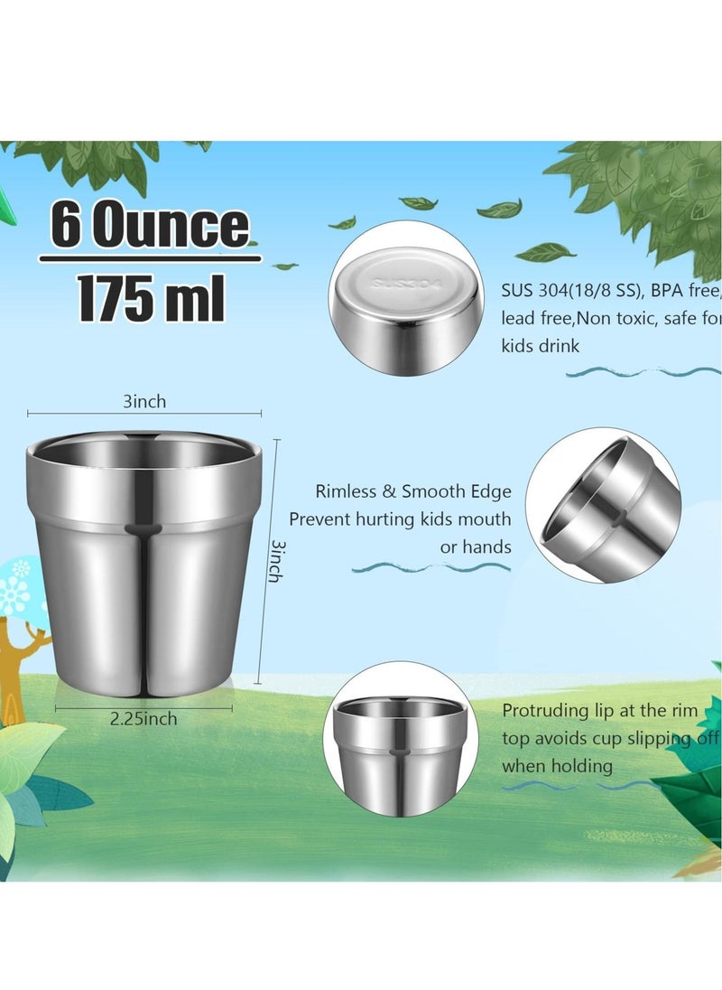 SYOSI - Metal Cups for Toddlers Kids 6 Pcs Stainless Steel Insulated Tumblers Children Stainless Steel Cup Double Wall Vacuum Insulated Tumblers Mug for Preschoolers Drinking Training Camping Traveling - Image 1