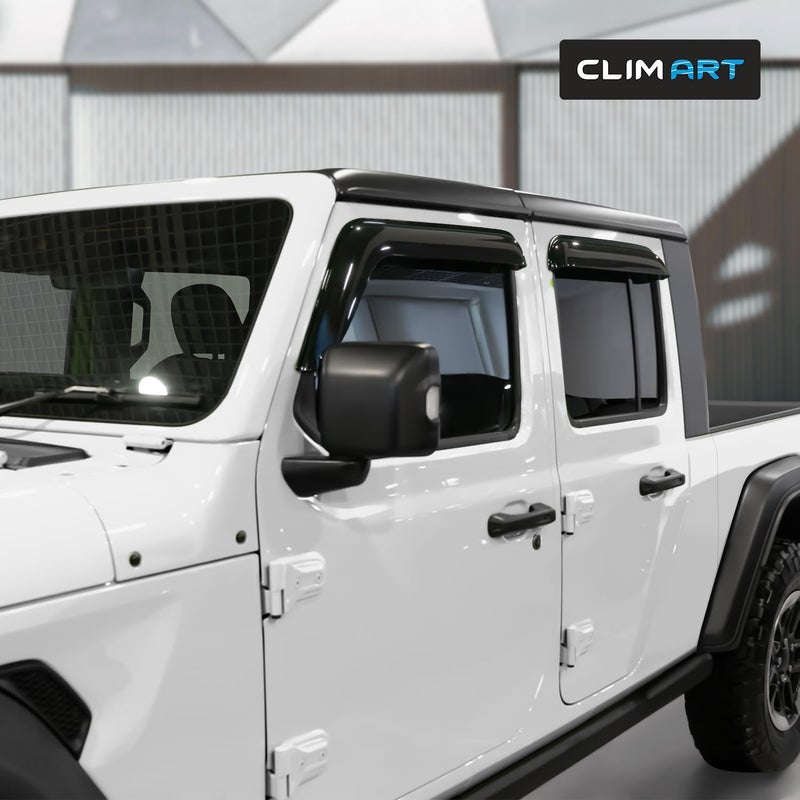 CLIM ART حراس المطر المتينين من CLIM ART لجيب غلادياتور 2020-2023 - 4 قطع من واقيات النوافذ اللاصقة - Image 4