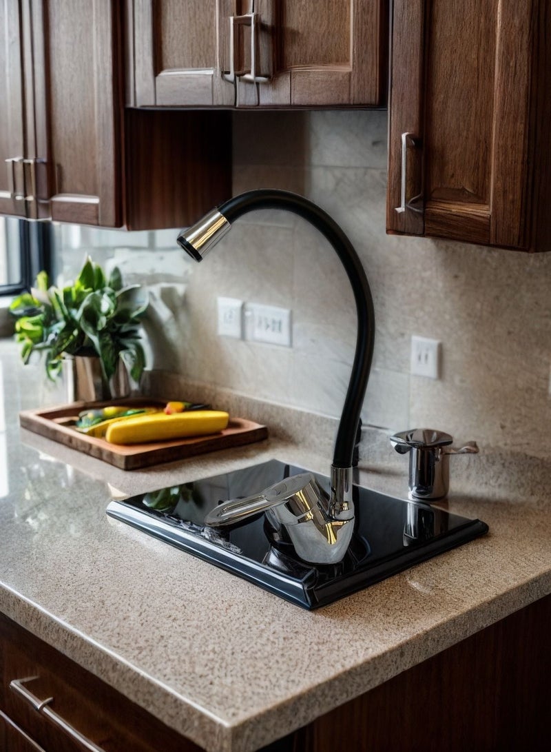 Kitchen Sink Mixer With Flexible Hose In Black Stainless Steel - Image 2