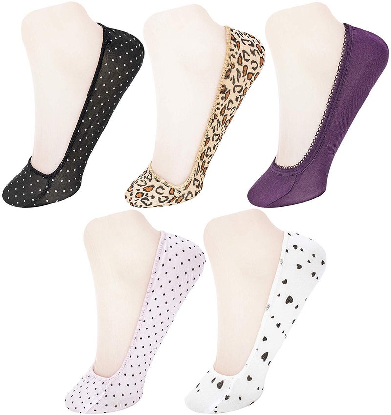 Missby ® Girl's Polka Dot Cotton No-Show Belly Socks (Multicolour , Pack of 5 Pairs, Free Size) - Image 2