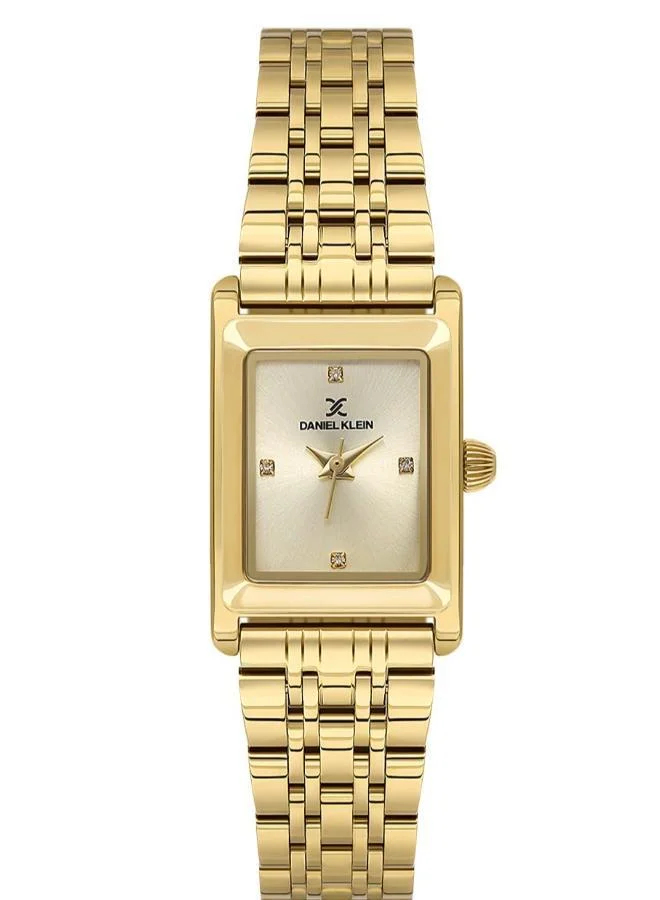 DANIEL KLEIN Women's Stainless Steel Gold Alloy Case Analog Light Gold Square Sunray Dial Japanese Quartz Premium 30 Meters Water Resistant
