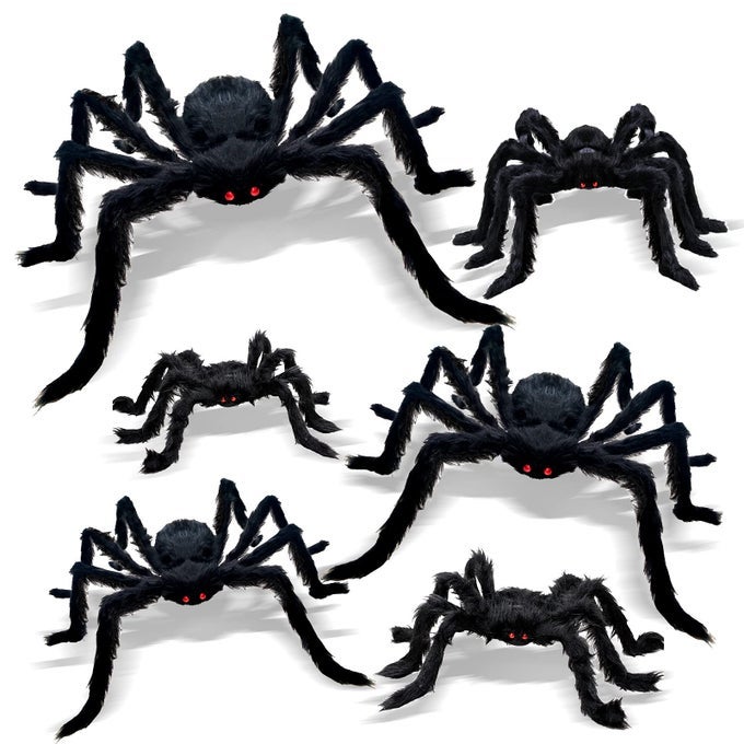 6 PCS HALLOWEEN SPIDERS DECORATIONS GIANT HAIRY SPIDERS HALLOWEEN DECORATIONS INDOOR OUTDOOR DECOR