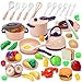 CUTE STONE 51Piece Mini Play Kitchen Accessories for Kids Pretend Cooking Playset with Pots Pans Utensils Cutting Fun Fruits Veggies Learning Gift for Toddlers Girls Boys - Image 3