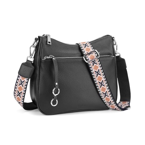 befen Genuine Leather Crossbody bag for Women, Black Leather Purse Women's Hobo Crossbody Purse Shoulder Handbags with Adjustable Wide Shoulder Strap for Everyday and Travel - Image 1