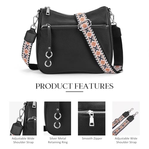befen Genuine Leather Crossbody bag for Women, Black Leather Purse Women's Hobo Crossbody Purse Shoulder Handbags with Adjustable Wide Shoulder Strap for Everyday and Travel - Image 4