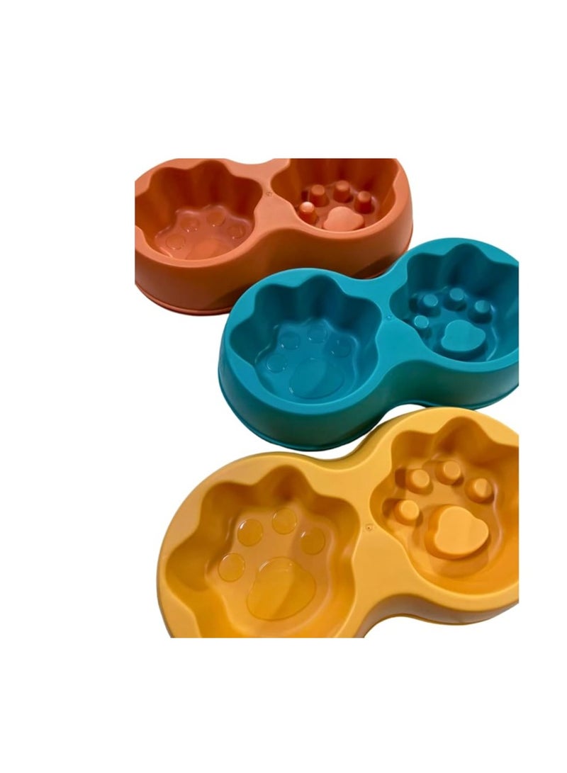 وعاء تغذية بطيء مزدوج عالي التحمل - أوعية طعام وماء للحيوانات الأليفة - الجراء، الكلاب والقطط الكبيرة الحجم - غير قابل للانزلاق - مضاد للاختناق - سهل الاستخدام، سهل الغسل مصنوع من مادة صالحة للطعام، غير سامة - Image 1