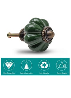 Generic 4pcs Dark Green Pumpkin Knobs, Vintage Ceramic Cabinet Knobs  - Image 4