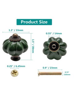 Generic 4pcs Dark Green Pumpkin Knobs, Vintage Ceramic Cabinet Knobs  - Image 5