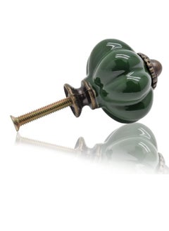 Generic 4pcs Dark Green Pumpkin Knobs, Vintage Ceramic Cabinet Knobs  - Image 3