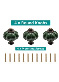 Generic 4pcs Dark Green Pumpkin Knobs, Vintage Ceramic Cabinet Knobs  - Image 2
