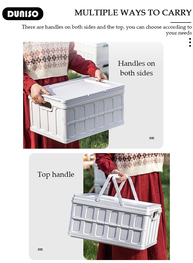 DUNISO Portable Camping Storage Box,Outdoor Storage Bin with Lid,Large Capacity Folding Storage Case with Handle, Lightweight Folding Picnic Table Camping Table and Storage for Outdoor Cooking Picnic Camp - Image 2