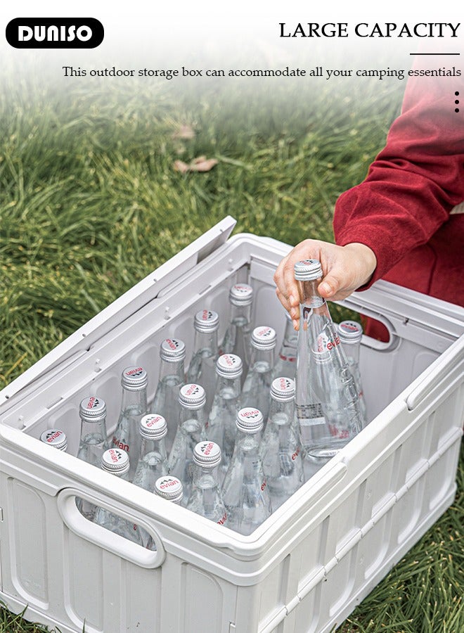 DUNISO Portable Camping Storage Box,Outdoor Storage Bin with Lid,Large Capacity Folding Storage Case with Handle, Lightweight Folding Picnic Table Camping Table and Storage for Outdoor Cooking Picnic Camp - Image 5