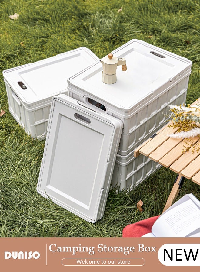 DUNISO Portable Camping Storage Box,Outdoor Storage Bin with Lid,Large Capacity Folding Storage Case with Handle, Lightweight Folding Picnic Table Camping Table and Storage for Outdoor Cooking Picnic Camp - Image 1