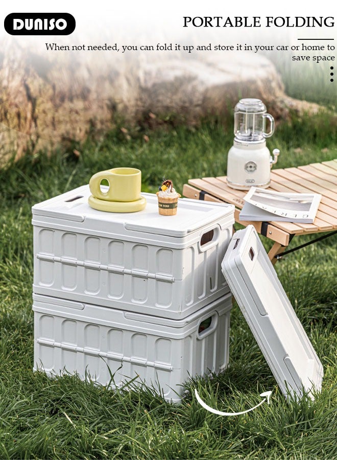 DUNISO Portable Camping Storage Box,Outdoor Storage Bin with Lid,Large Capacity Folding Storage Case with Handle, Lightweight Folding Picnic Table Camping Table and Storage for Outdoor Cooking Picnic Camp - Image 3