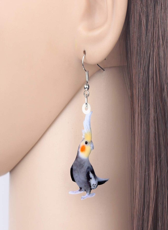 NEWEI Acrylic Cockatiel Parrot Bird Earrings Dangle Drop For Women Ladies Fashion Animal Jewelry Gifts Charm - Image 2