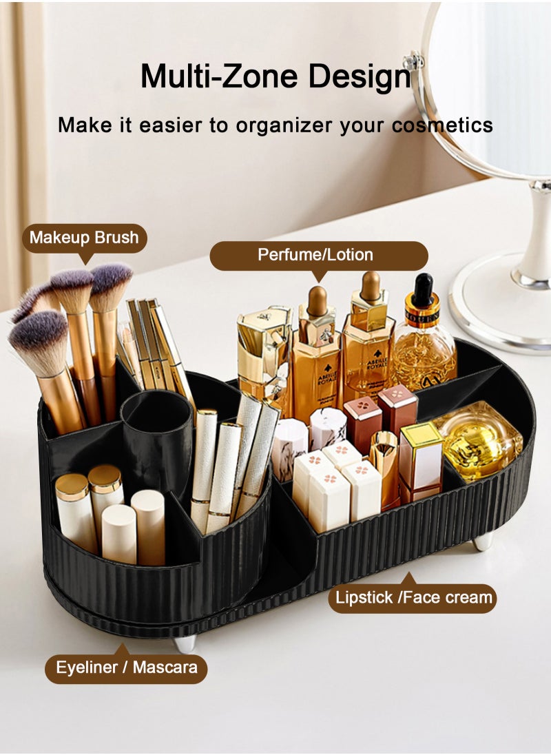 URbazaar Makeup Organizer, Upgraded 2-in-1 360 Rotating Makeup Brush Holder, Large Adjustable Cosmetic Storage for Vanity,Makeup Organizer Drawers for Skincare Cosmetic(White)  - Image 4