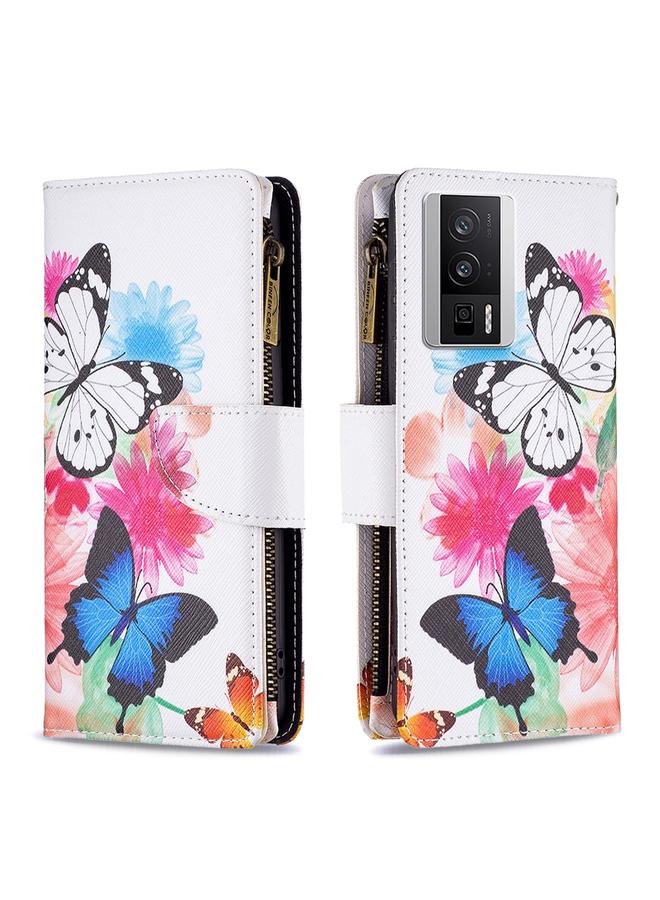 Case For Xiaomi Redmi K60 / K60 Pro Colored Drawing Pattern Zipper Leather Phone Case