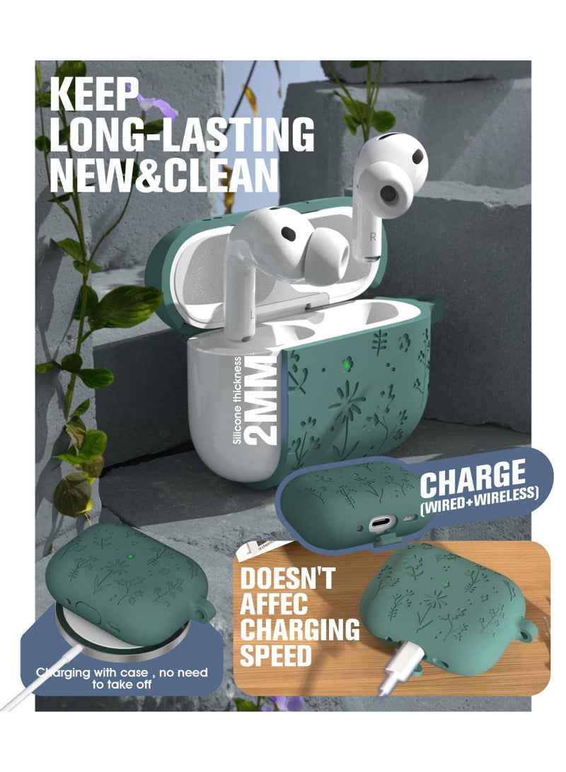 Arabest AirPods Pro 3 Case Cute with Cherry Blossom Keychain and Cleaning Kit, Soft Silicone Shockproof Flower Engraved Cover Compatible with AirPod Pro 3 Case Cover - Image 4