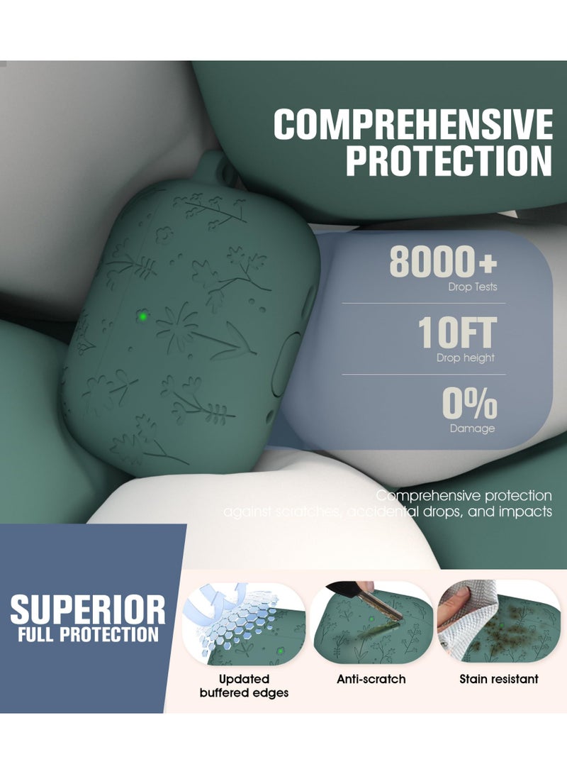 Arabest AirPods Pro 3 Case Cute with Cherry Blossom Keychain and Cleaning Kit, Soft Silicone Shockproof Flower Engraved Cover Compatible with AirPod Pro 3 Case Cover - Image 3