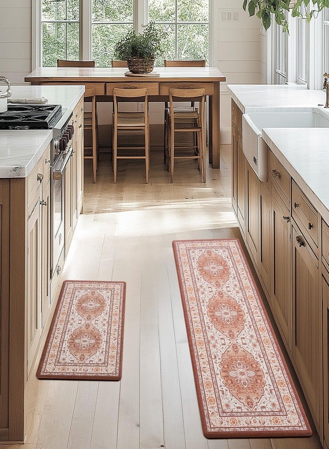 FRESHMINT Anti Fatigue Kitchen Mats Set 2 PCS, Waterproof & Non-Skid Medallion Kitchen Rugs, Cushioned Kitchen Floor Mats for Standing Washable Comfort Kitchen Runners for Lanudry, Office, Sink - Image 2