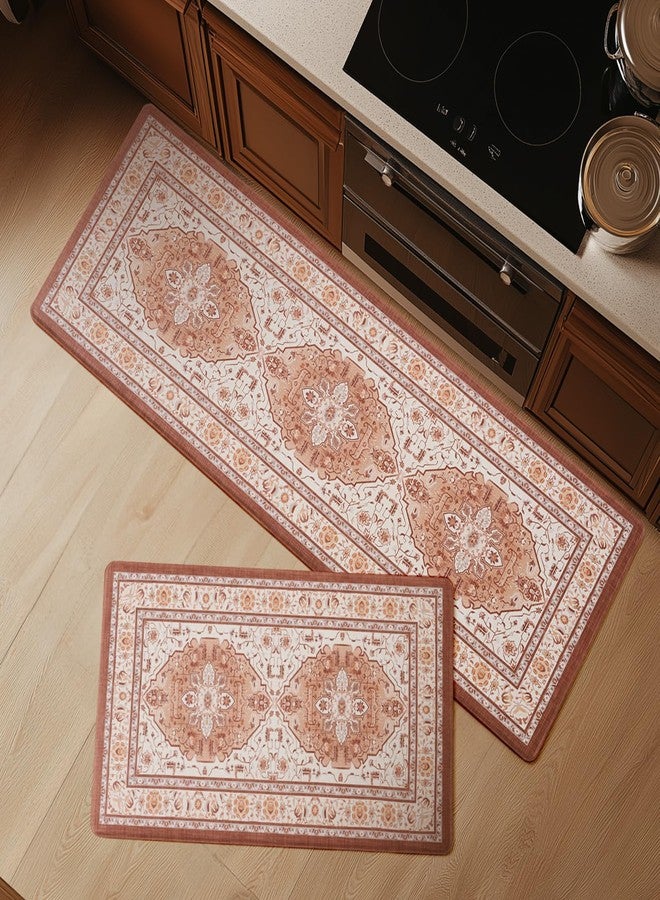 FRESHMINT Anti Fatigue Kitchen Mats Set 2 PCS, Waterproof & Non-Skid Medallion Kitchen Rugs, Cushioned Kitchen Floor Mats for Standing Washable Comfort Kitchen Runners for Lanudry, Office, Sink - Image 1