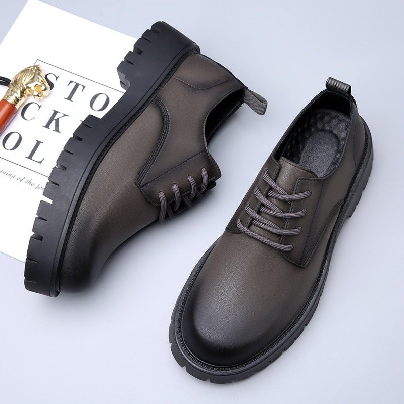 Men's Round-Toe Low-Top Martin Boots with Hidden Heel Lift - Breathable Casual Business Shoes, Anti-Slip Lace-Up Boots - Image 2