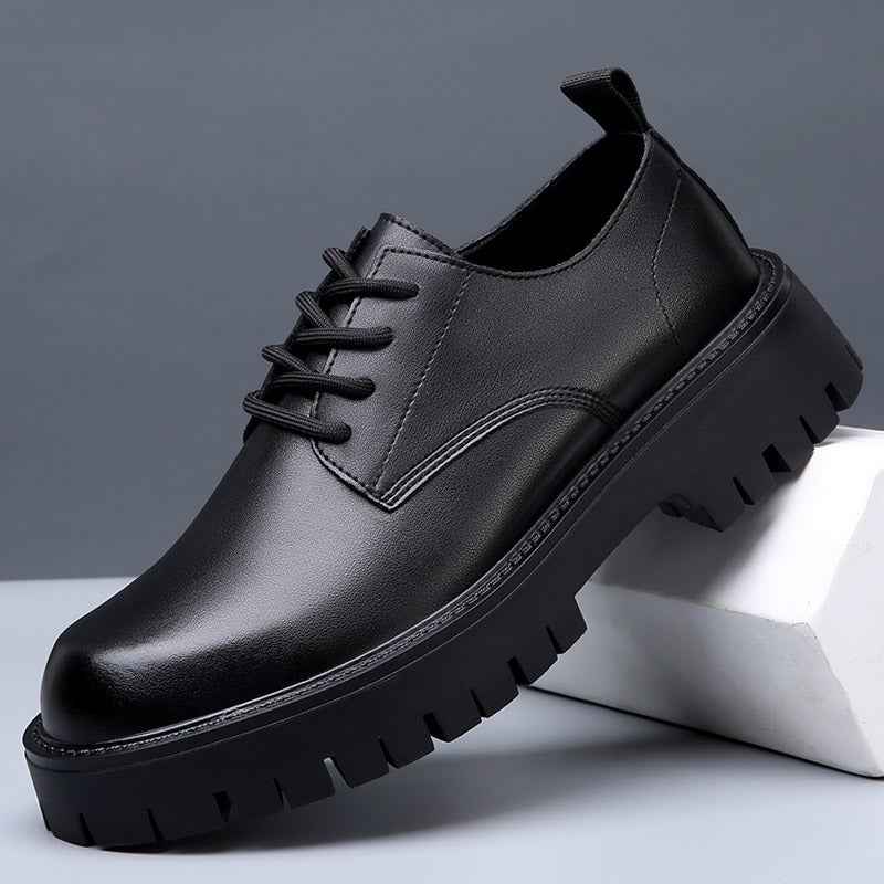 Men's Round-Toe Low-Top Martin Boots with Hidden Heel Lift - Breathable Casual Business Shoes, Anti-Slip Lace-Up Boots - Image 4