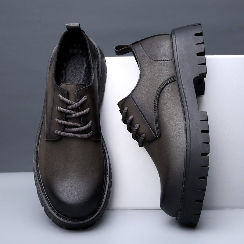 Men's Round-Toe Low-Top Martin Boots with Hidden Heel Lift - Breathable Casual Business Shoes, Anti-Slip Lace-Up Boots - Image 5