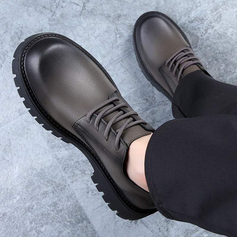 Men's Round-Toe Low-Top Martin Boots with Hidden Heel Lift - Breathable Casual Business Shoes, Anti-Slip Lace-Up Boots - Image 3