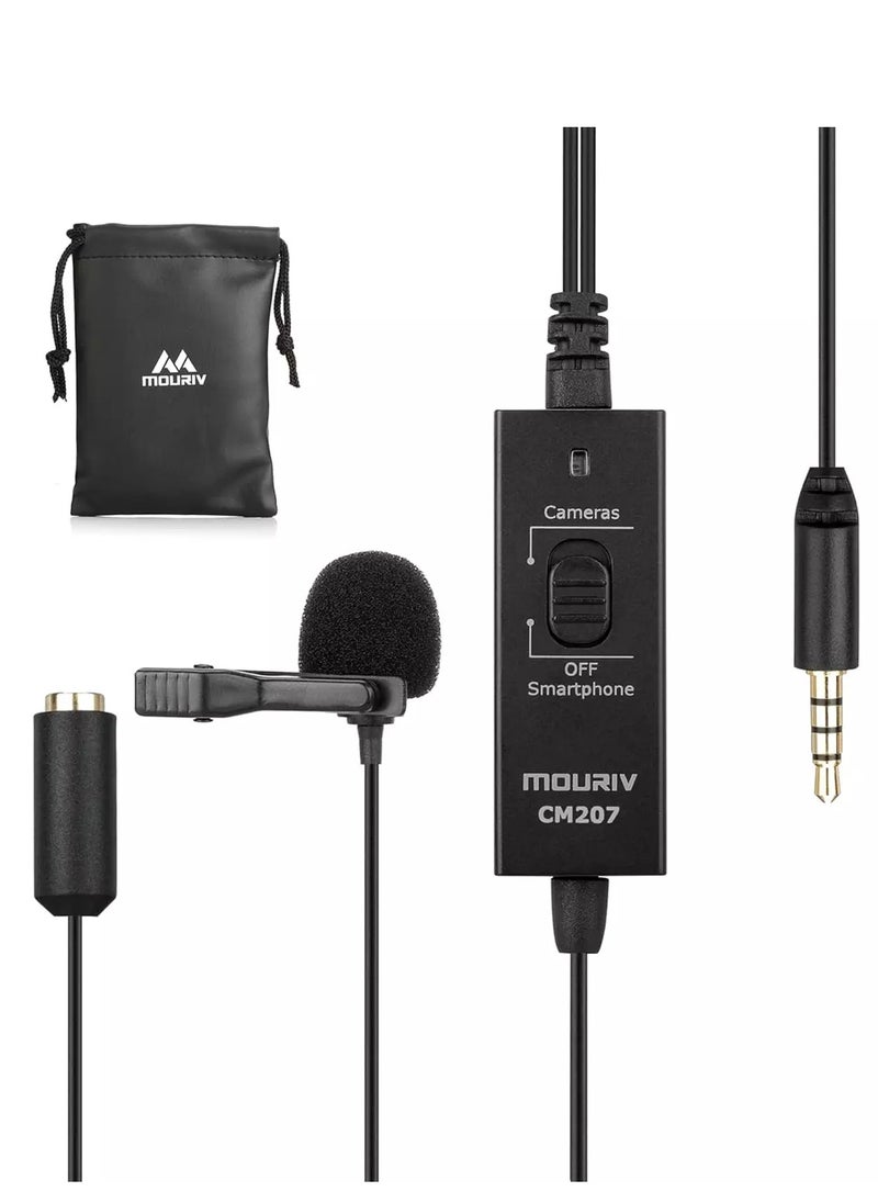MOURIV CM207 Lavalier Microphone Clip-on Lapel Mic for iPhone Android & Windows Smartphones PC DSLR Cameras Audio Recorders, YouTube, Interview, Studio, Video Recording 19.6ft  - Image 1