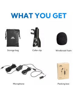 MOURIV CM207 Lavalier Microphone Clip-on Lapel Mic for iPhone Android & Windows Smartphones PC DSLR Cameras Audio Recorders, YouTube, Interview, Studio, Video Recording 19.6ft  - Image 2