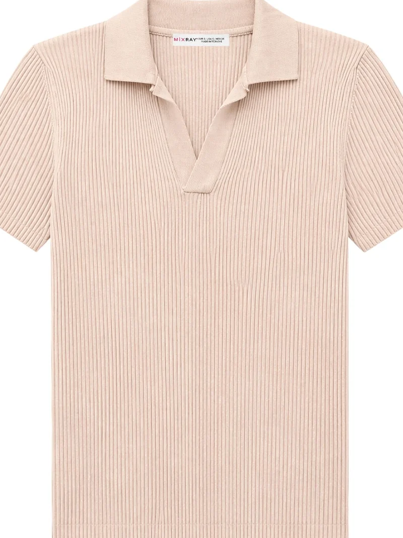 ميكسراي MIXRAY Ribbed Polo Collar Blouse