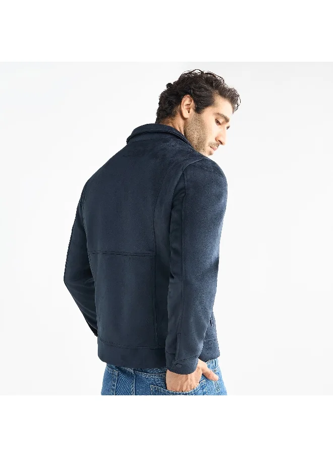 FAV Regular Fit Biker Jacket with Snap Button Closure