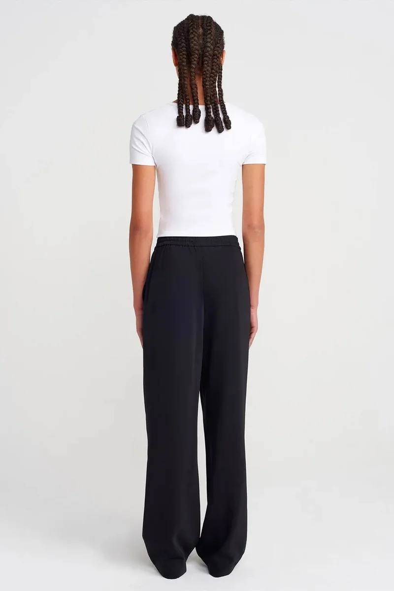 Dilvin Black DILVIN Wide-Leg Crepe Trousers for Women | Best Price UAE