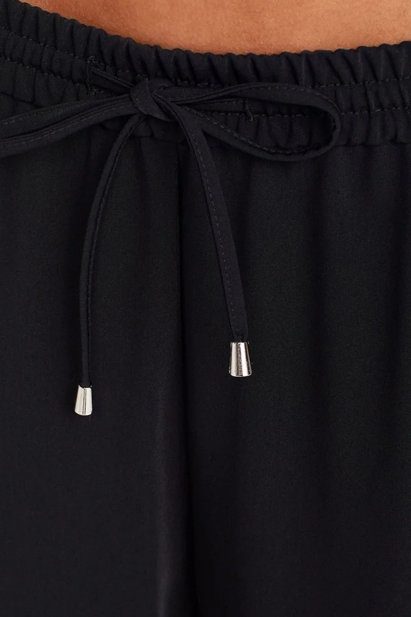 Dilvin Black DILVIN Wide-Leg Crepe Trousers for Women | Best Price UAE