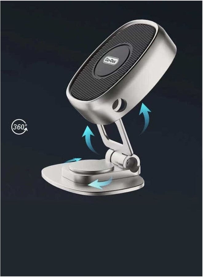 GO-DES GD-HD788 Foldable Magnetic Phone Holder – 360° Adjustable Car Dashboard or Desk Mount Stand with Strong Magnet Grip – Compact Folding Design, Anti-Slip Base, Hands-Free Operation – Compatible with iPhone, Samsung, Huawei & All Smartphones – Black - Image 2
