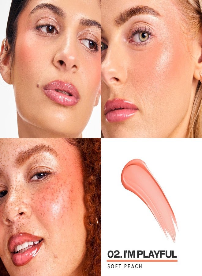 ساتيو أحمر خدود سائل Sacheu Cheek STAY-N للخدود - أحمر خدود كريمي خفيف الوزن، غني بالأصباغ، قابل للتكثيف، لإطلالة ندية ومشرقة للخدود - يدوم طويلاً ولم يُختبر على الحيوانات، أنا مرح - Image 2