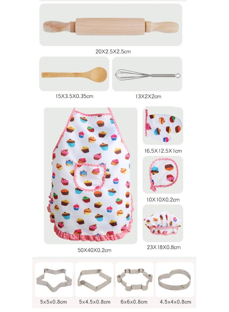 Cute Kids Cooking and Baking Set, Toddler Aprons Cooking Toys,Kids Chef Outfit Set 11 PCS Includes Apron,Chef Hat, Mitt and Utensil for Toddler Dress Up Chef Costume Career Role Play  for Age 3-6 - Image 2