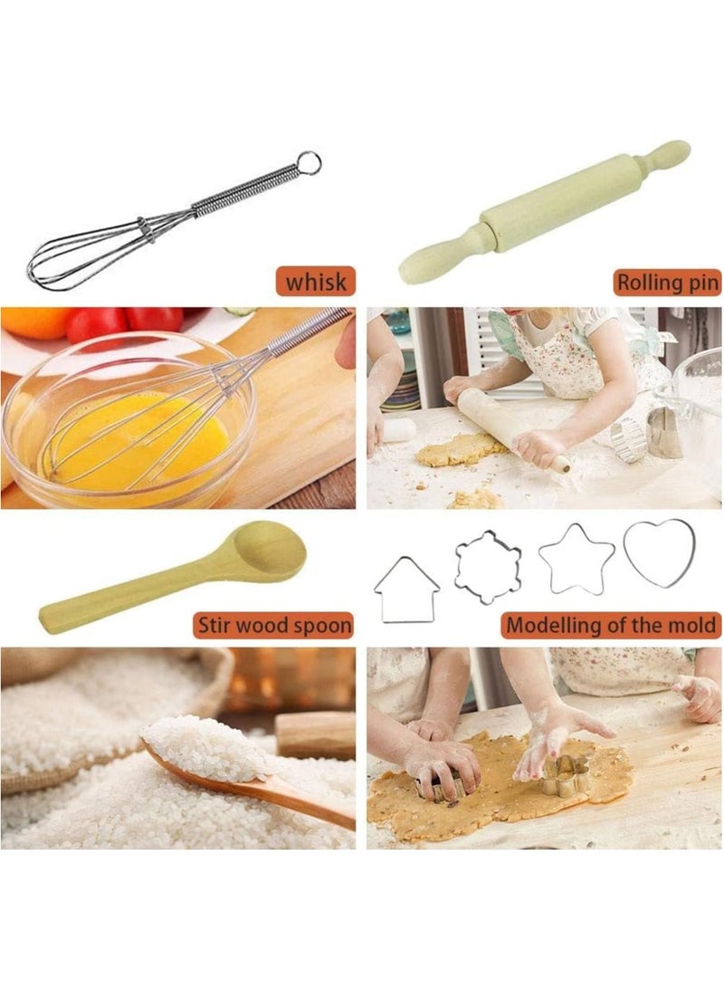 Cute Kids Cooking and Baking Set, Toddler Aprons Cooking Toys,Kids Chef Outfit Set 11 PCS Includes Apron,Chef Hat, Mitt and Utensil for Toddler Dress Up Chef Costume Career Role Play  for Age 3-6 - Image 4