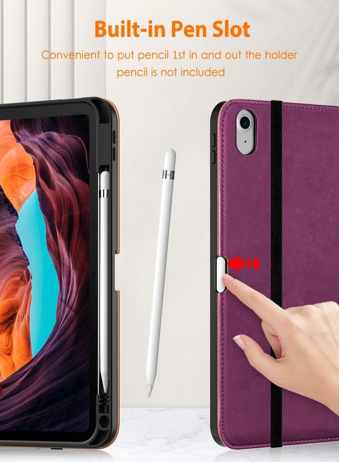 دتو جراب DTTO لجهاز iPad (A16) الجيل الحادي عشر 11 بوصة 2025، جراب لجهاز iPad الجيل العاشر 10.9 بوصة 2022، غطاء فاخر من الجلد للأعمال مع حامل قلم - خاصية التشغيل/الإيقاف التلقائي، بنفسجي - Image 4