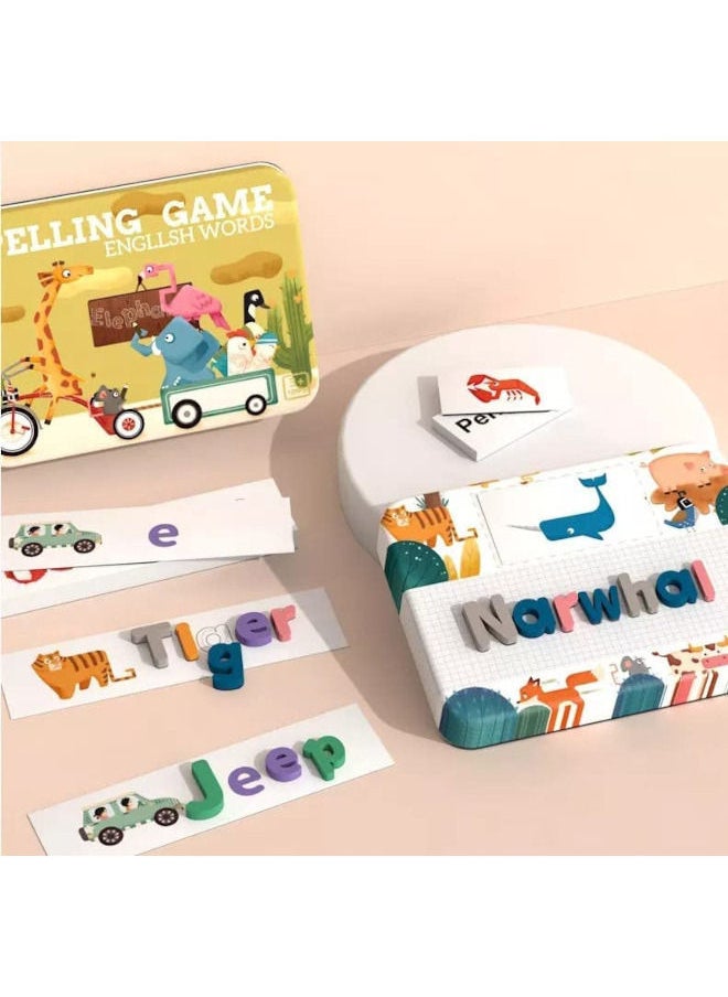 Cordova 26 English letters spelling word Wooden Toddler See and Spelling Learning Toy Matching Alphabet Word Game with Toys for Kid’s Montessori Preschool Education  - Image 1