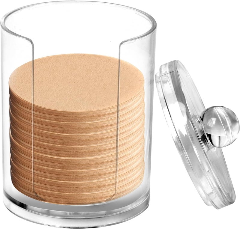 Wiojtry Espresso Paper Filter Holder Storage Container Coffee Filter Holder Portable Coffee Filter with Lid Suitable for （50mm - 60mm）Round Disposable Paper Filters - Image 1