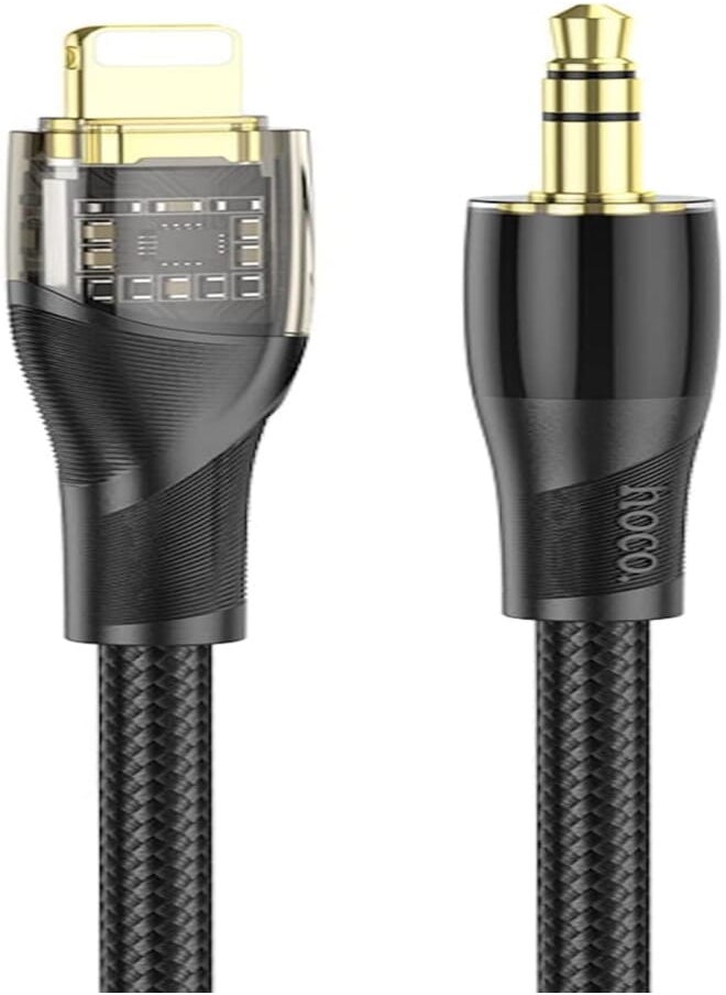 Hoco - Hoco UPA25 - Transparent Discovery Edition, Digital Audio Conversion Cable 3.5mm To Lightning Plug, Compatible With Apple iPhone iPad, Length: 1M - Black - Image 1