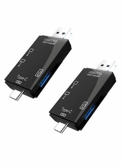 2PCs 2-Slot Type-C OTG and USB 3.0 Micro SD Card Reader Multifunction Connector Supports for CF/SD/SDHC/SCXC/MMC/MMC Micro, Etc Windows Mac Linux, Certain Android Systems