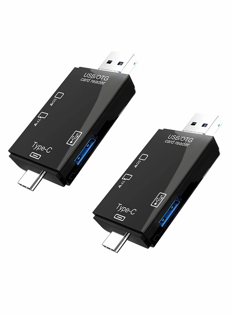 SYOSI - 2PCs 2-Slot Type-C OTG and USB 3.0 Micro SD Card Reader Multifunction Connector Supports for CF/SD/SDHC/SCXC/MMC/MMC Micro, Etc Windows Mac Linux, Certain Android Systems - Image 1