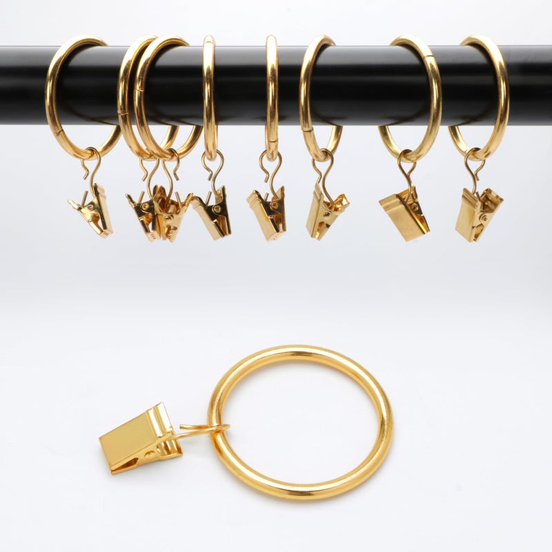 Datttcc 40 Pack Metal Curtain Rings with Clips, Drapery Clips with Rings, Curtain Hangers Clips, Drapes Rings 1.26 inch Interior Diameter, Golden - Image 5